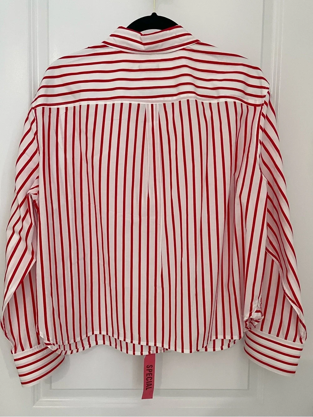 Talbots Poplin Short Shirt Red White Nautical Stripe Coastal Preppy - Picture 7 of 7